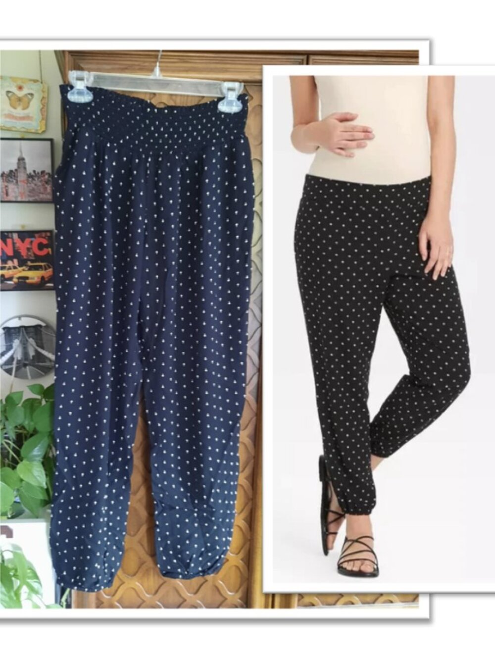 The Nines by HATCH Maternity Jogger Pants - Black Printed, Size S